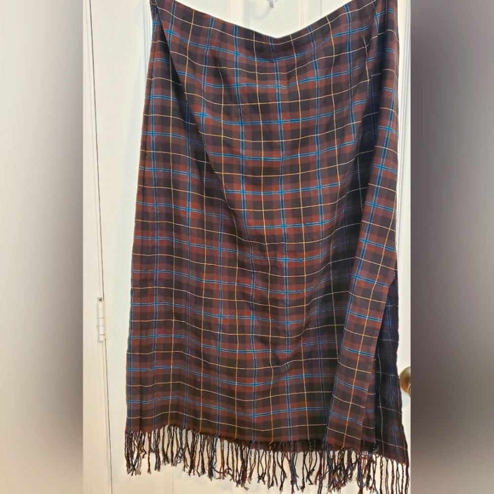 CATO 26W Plaid  Fringe A-line Skirt